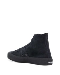 dunkelblaue hohe Sneakers aus Wildleder von Tom Ford