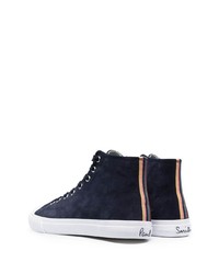 dunkelblaue hohe Sneakers aus Wildleder von Paul Smith