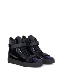 dunkelblaue hohe Sneakers aus Wildleder von Giuseppe Zanotti