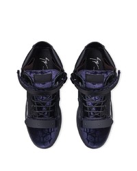 dunkelblaue hohe Sneakers aus Wildleder von Giuseppe Zanotti