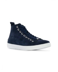 dunkelblaue hohe Sneakers aus Wildleder von Jimmy Choo