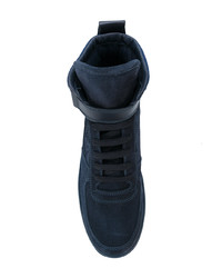 dunkelblaue hohe Sneakers aus Wildleder von Moncler