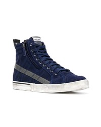 dunkelblaue hohe Sneakers aus Wildleder von Diesel