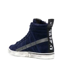 dunkelblaue hohe Sneakers aus Wildleder von Diesel