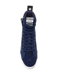 dunkelblaue hohe Sneakers aus Wildleder von Diesel