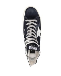 dunkelblaue hohe Sneakers aus Wildleder von Golden Goose