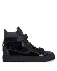 dunkelblaue hohe Sneakers aus Wildleder von Giuseppe Zanotti