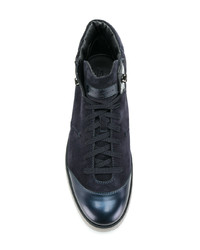 dunkelblaue hohe Sneakers aus Wildleder von Santoni