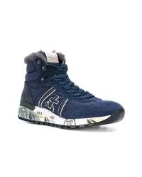 dunkelblaue hohe Sneakers aus Wildleder von Premiata