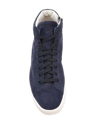 dunkelblaue hohe Sneakers aus Wildleder von Santoni