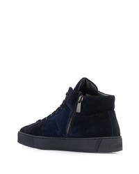 dunkelblaue hohe Sneakers aus Wildleder von Santoni