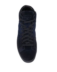 dunkelblaue hohe Sneakers aus Wildleder von Santoni