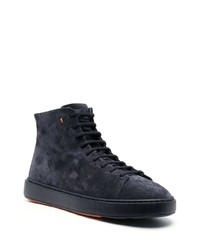 dunkelblaue hohe Sneakers aus Wildleder von Santoni