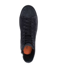 dunkelblaue hohe Sneakers aus Wildleder von Santoni