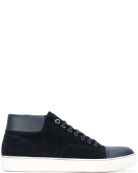 dunkelblaue hohe Sneakers aus Wildleder von Lanvin