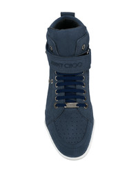 dunkelblaue hohe Sneakers aus Wildleder von Jimmy Choo