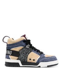dunkelblaue hohe Sneakers aus Wildleder von Moschino