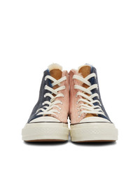 dunkelblaue hohe Sneakers aus Wildleder von Converse