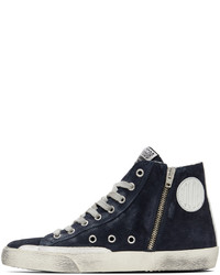 dunkelblaue hohe Sneakers aus Wildleder von Golden Goose