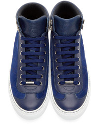 dunkelblaue hohe Sneakers aus Wildleder von Jimmy Choo