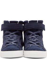 dunkelblaue hohe Sneakers aus Wildleder von Pierre Hardy