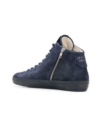 dunkelblaue hohe Sneakers aus Wildleder von Leather Crown