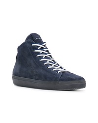 dunkelblaue hohe Sneakers aus Wildleder von Leather Crown