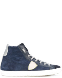 dunkelblaue hohe Sneakers aus Wildleder von Philippe Model