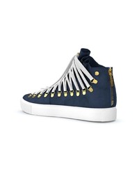 dunkelblaue hohe Sneakers aus Wildleder von Swear