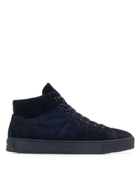 dunkelblaue hohe Sneakers aus Wildleder von Santoni