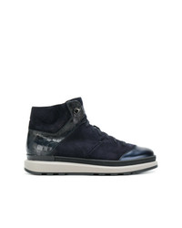 dunkelblaue hohe Sneakers aus Wildleder von Santoni