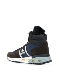 dunkelblaue hohe Sneakers aus Wildleder von Premiata