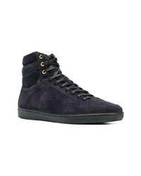 dunkelblaue hohe Sneakers aus Wildleder von Saint Laurent