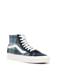 dunkelblaue hohe Sneakers mit Schottenmuster von Vans