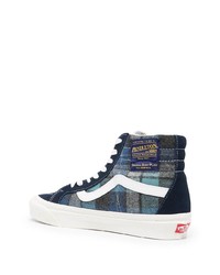 dunkelblaue hohe Sneakers mit Schottenmuster von Vans