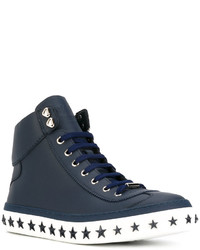 dunkelblaue hohe Sneakers von Jimmy Choo