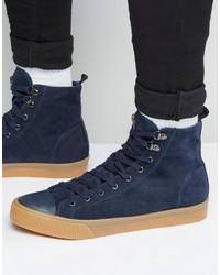 dunkelblaue hohe Sneakers von Asos