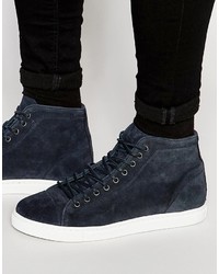 dunkelblaue hohe Sneakers