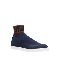 dunkelblaue hohe Sneakers von Fendi