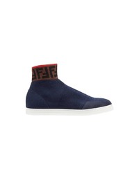 dunkelblaue hohe Sneakers von Fendi