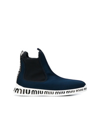 dunkelblaue hohe Sneakers von Miu Miu