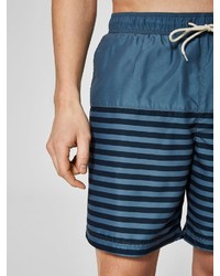 dunkelblaue horizontal gestreifte Badeshorts von Selected Homme