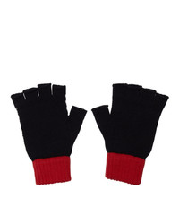 dunkelblaue horizontal gestreifte Handschuhe von Gucci