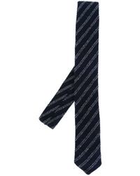 dunkelblaue horizontal gestreifte Krawatte von Eleventy