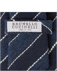 dunkelblaue horizontal gestreifte Krawatte von Brunello Cucinelli