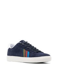 dunkelblaue horizontal gestreifte niedrige Sneakers von PS Paul Smith