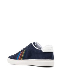 dunkelblaue horizontal gestreifte niedrige Sneakers von PS Paul Smith