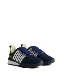 dunkelblaue horizontal gestreifte niedrige Sneakers von DSQUARED2