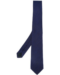 dunkelblaue horizontal gestreifte Seidekrawatte von Lanvin