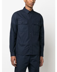 dunkelblaue horizontal gestreifte Shirtjacke von Wood Wood